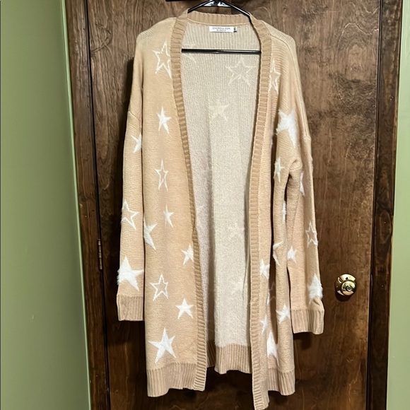 Chic Soul Sweaters - Chic Soul Women's Beige Star Cardigan Sweater